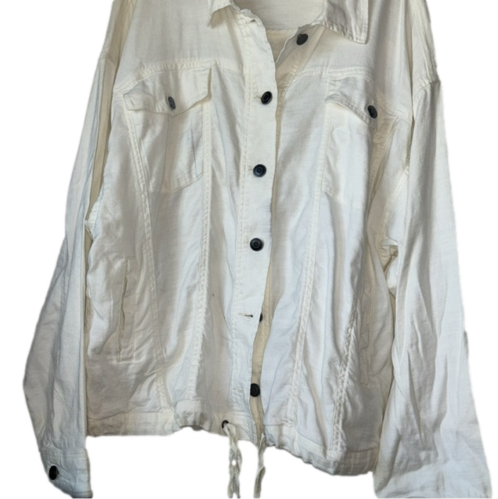 Splendid Linen Buttonfront Jacket Xl - image 3